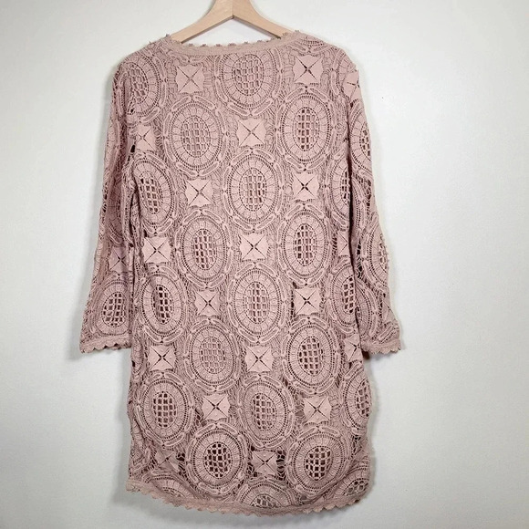 French Connection Lark Rise Crochet Dress  In Dusty Rose Color - Picture 12 of 14